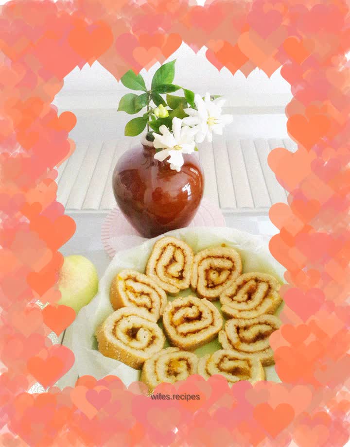 Orange Marmalade Sesame Peach Cake Roll