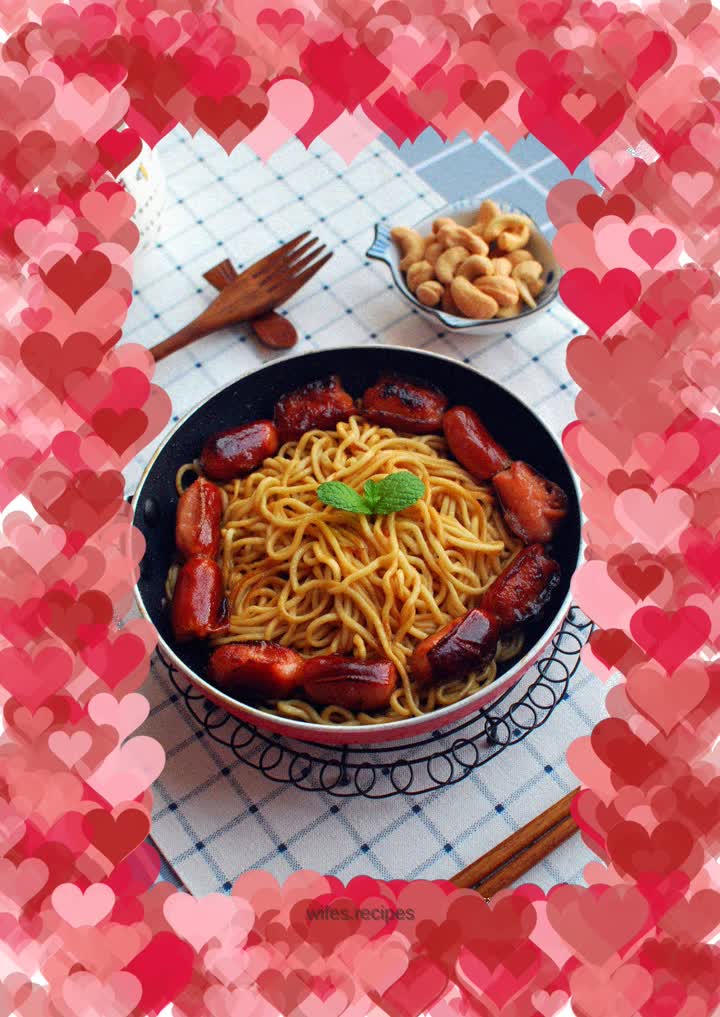 Crispy Sausage Fried Noodles with XO Sauce