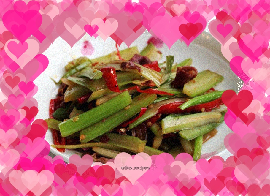 Sautéed Celery with Red Pepper and Ham