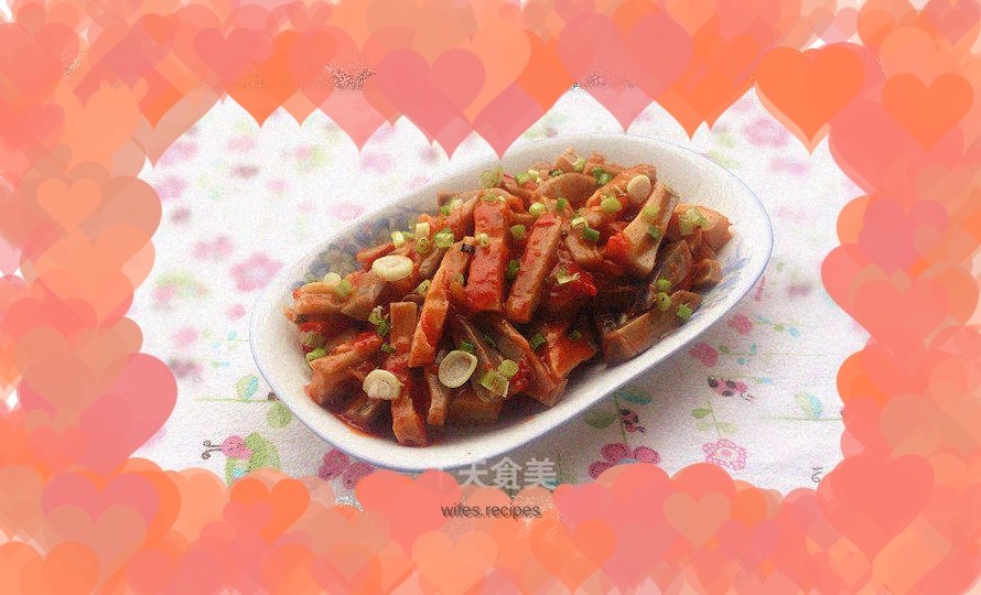 Lotus root strips with tomato sauce