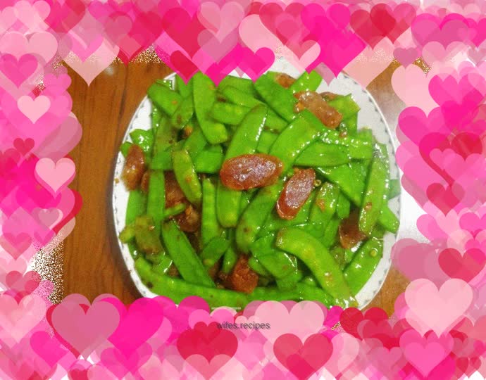 Simple and quick dish – Stir-fried snow peas with sausage