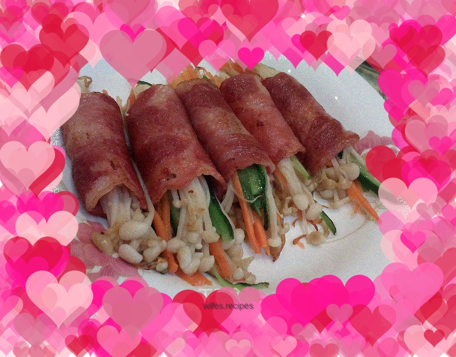 Bacon and Enoki Mushroom Rolls