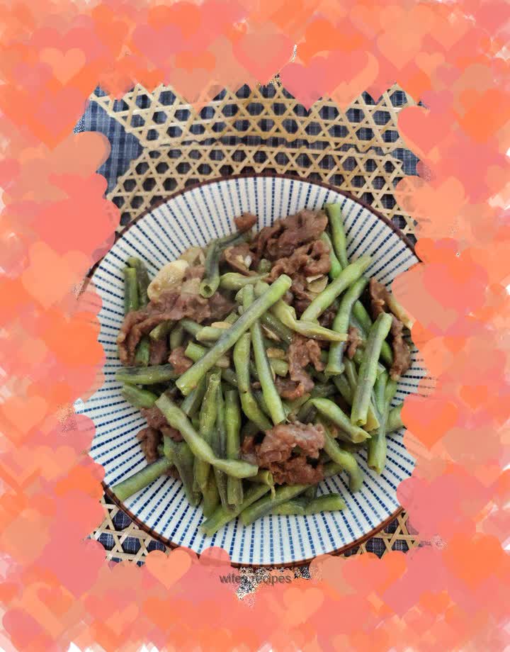 Braised beef shank with green beans