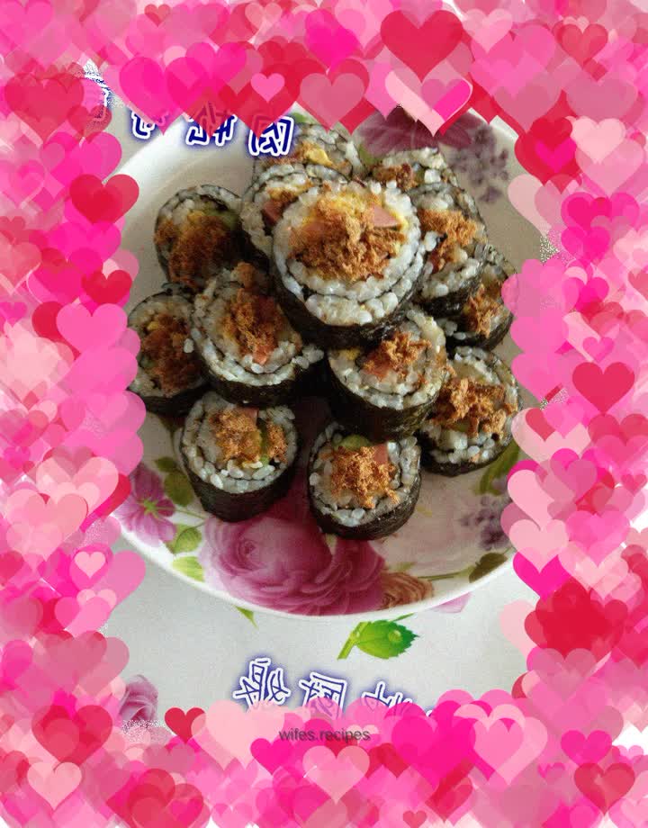Meat floss sushi