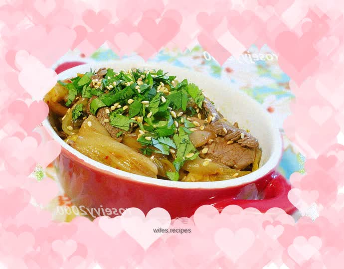 Korean stir-fried beef with kimchi