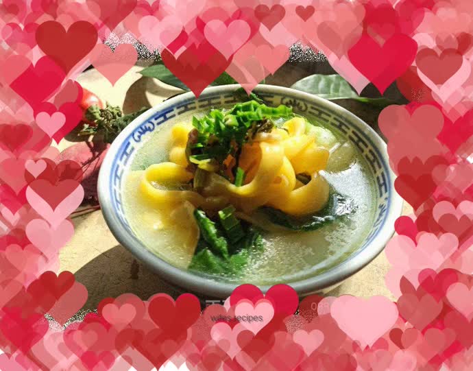 Hand-made noodles with vegetables and pumpkin