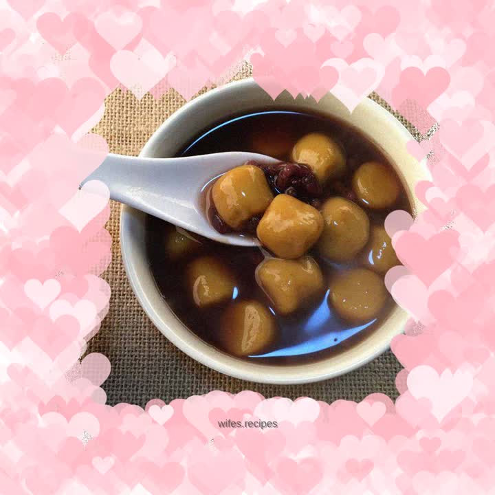 Adzuki bean sweet potato ball soup