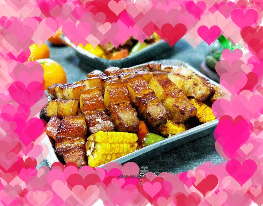 Grilled pork belly with mixed vegetables