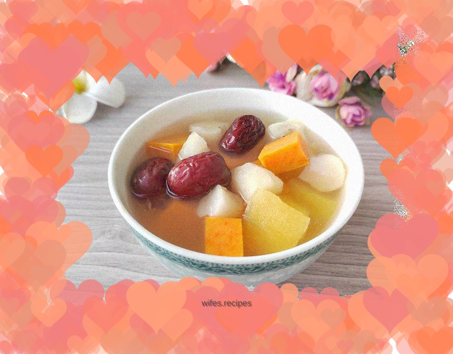 Sweet potato, water chestnut and apple soup