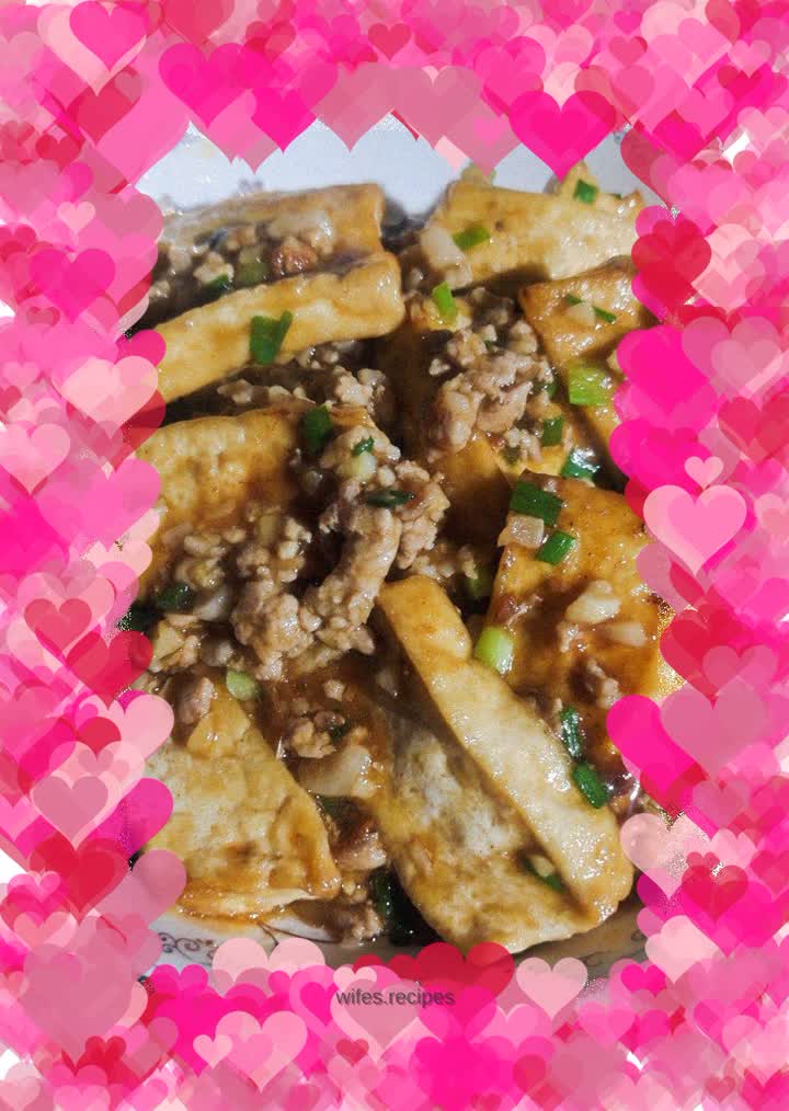 Braised tofu with minced meat