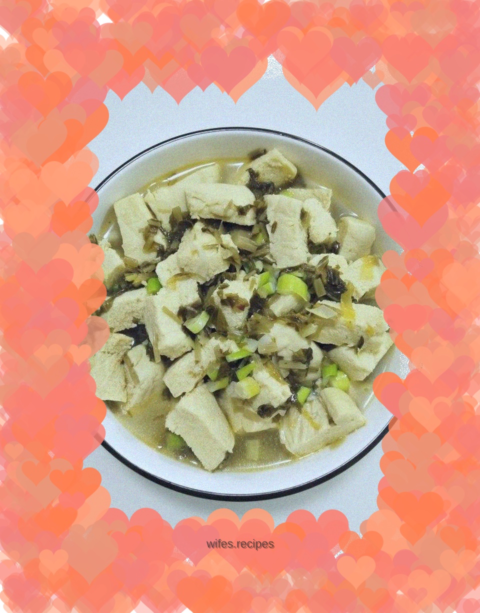 Stewed Frozen Tofu with Pickled Vegetables