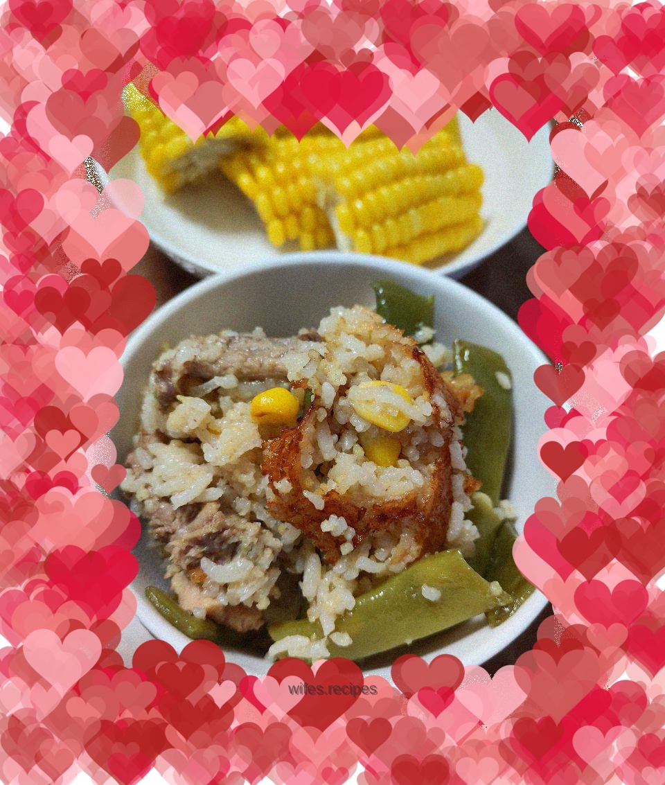 Lentil, corn and pork ribs rice