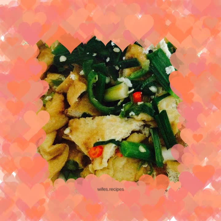 Fried tofu with garlic sprouts