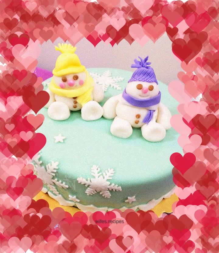 Snow doll fondant cake