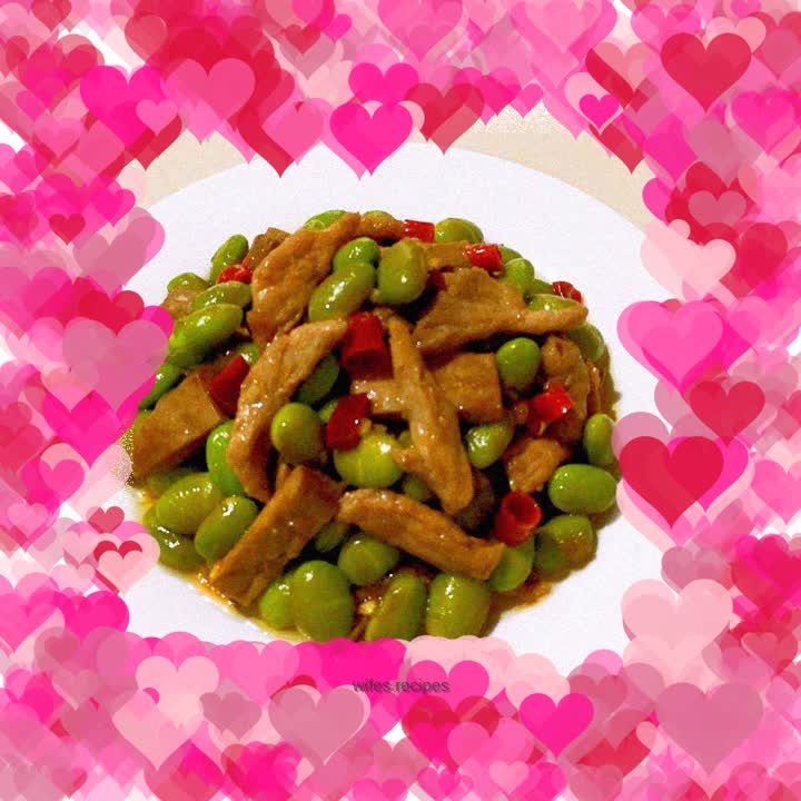 Stir-fried shredded pork with dried edamame