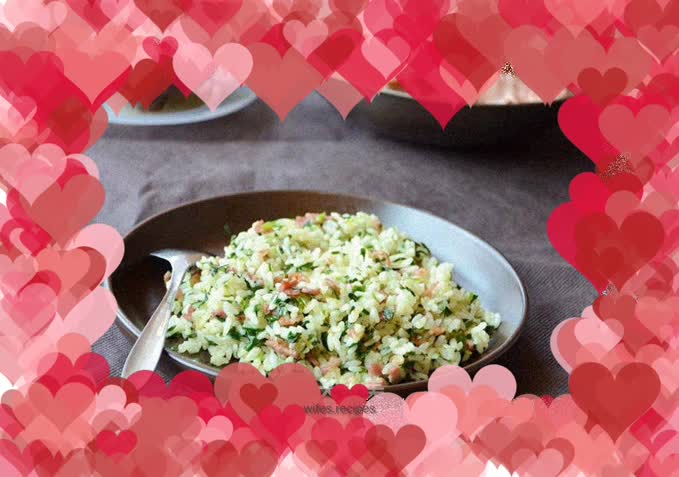 Fried rice with chives and bacon