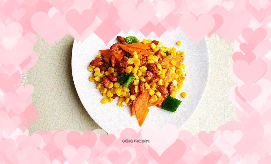 Fried corn with almonds