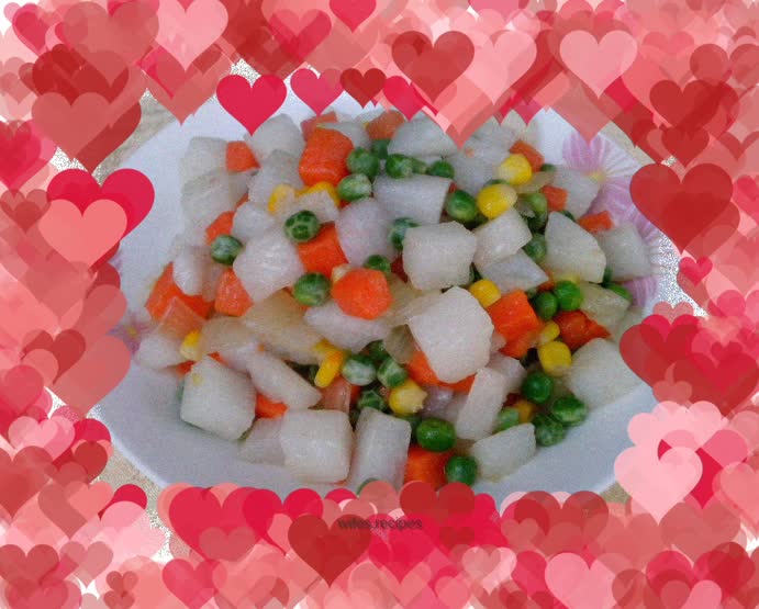 Stir-fried colorful yam cubes