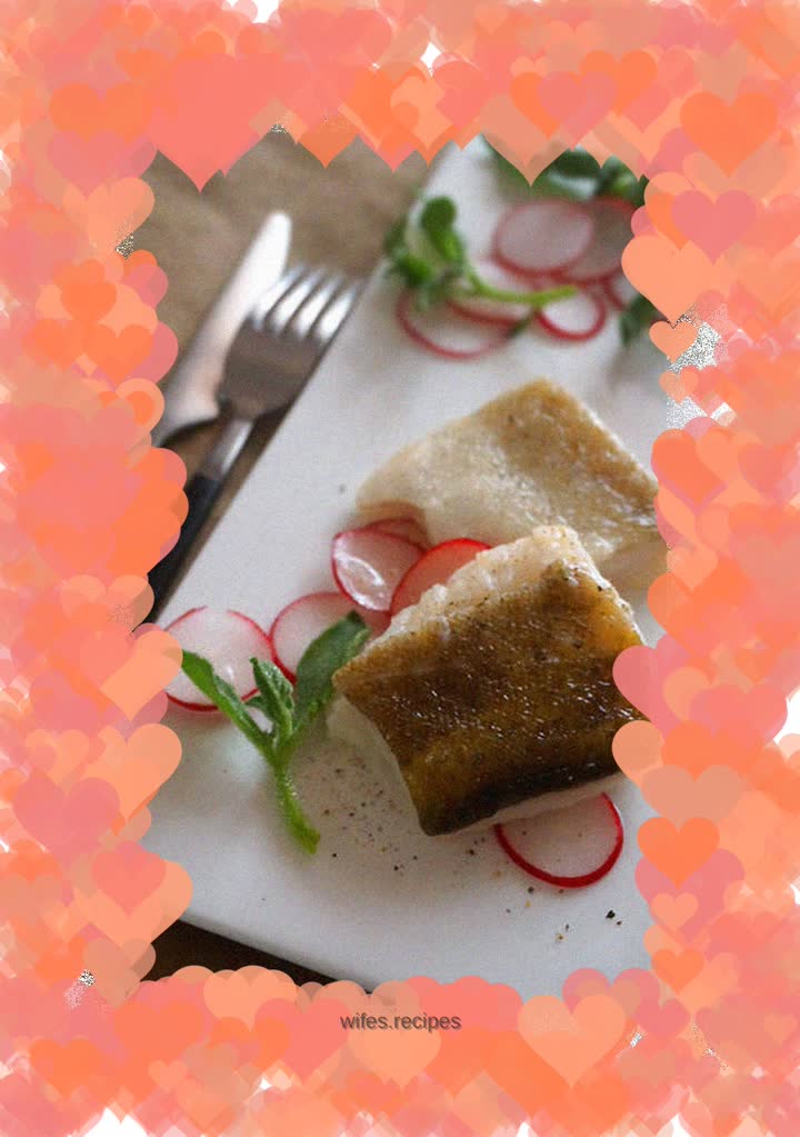 Pan-fried cod with iceberg salad