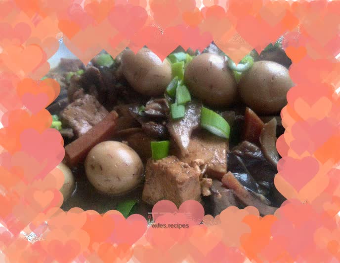 Mushroom and tofu with flavored quail eggs