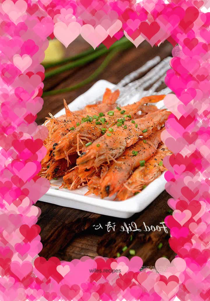 【Grilled Shrimp with Salt and Pepper Skewers】