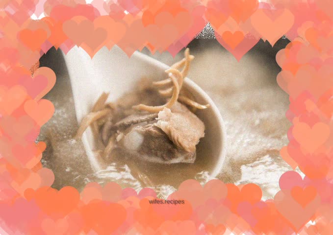 Pork ribs and cuttlefish soup made in cast iron pot