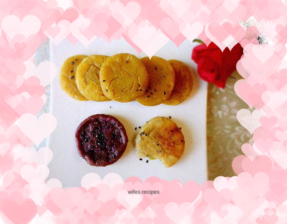 Pumpkin cake, purple potato cake, sour bean and taro cake