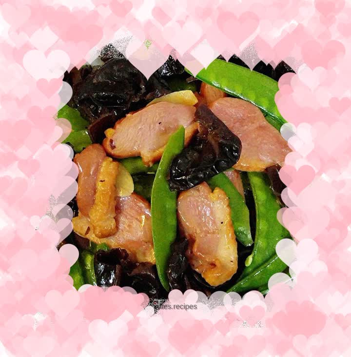 Sautéed Snow Peas with Smoked Duck Breast