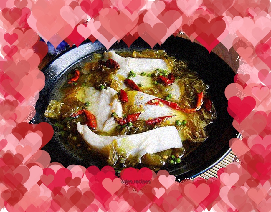 Fish with green peppercorns and pickled vegetables