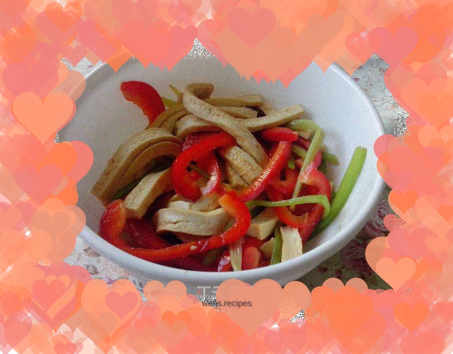 Celery mixed with tofu