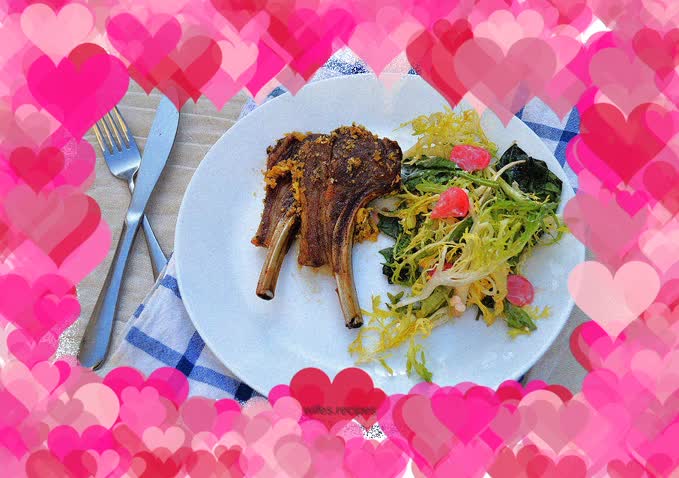 French lamb chops and vegetable salad