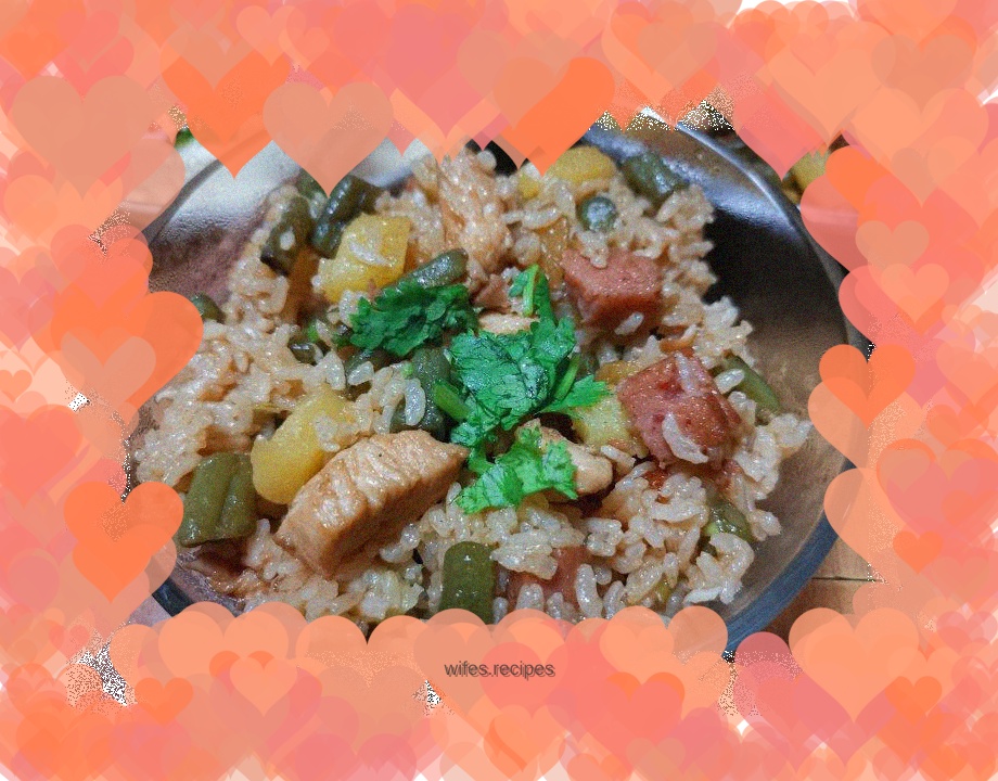 Braised rice with chicken and beans