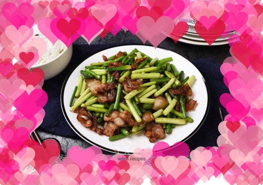 Stir-fried pork with garlic sprouts, a home-cooked quick dish