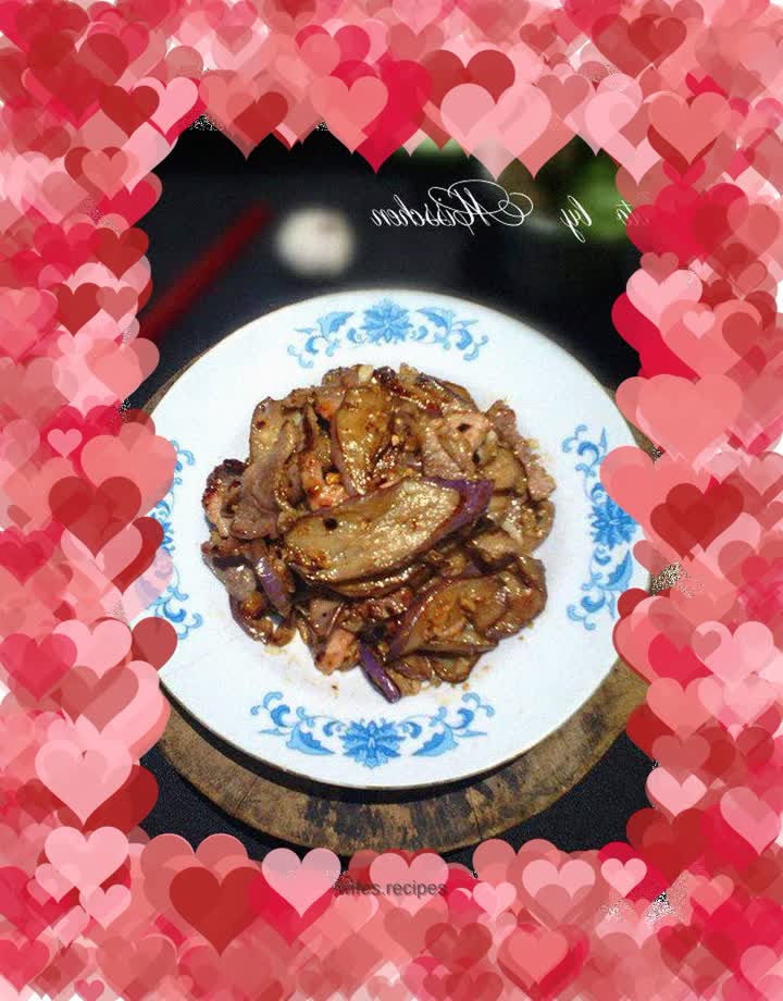Fried pork with eggplant slices
