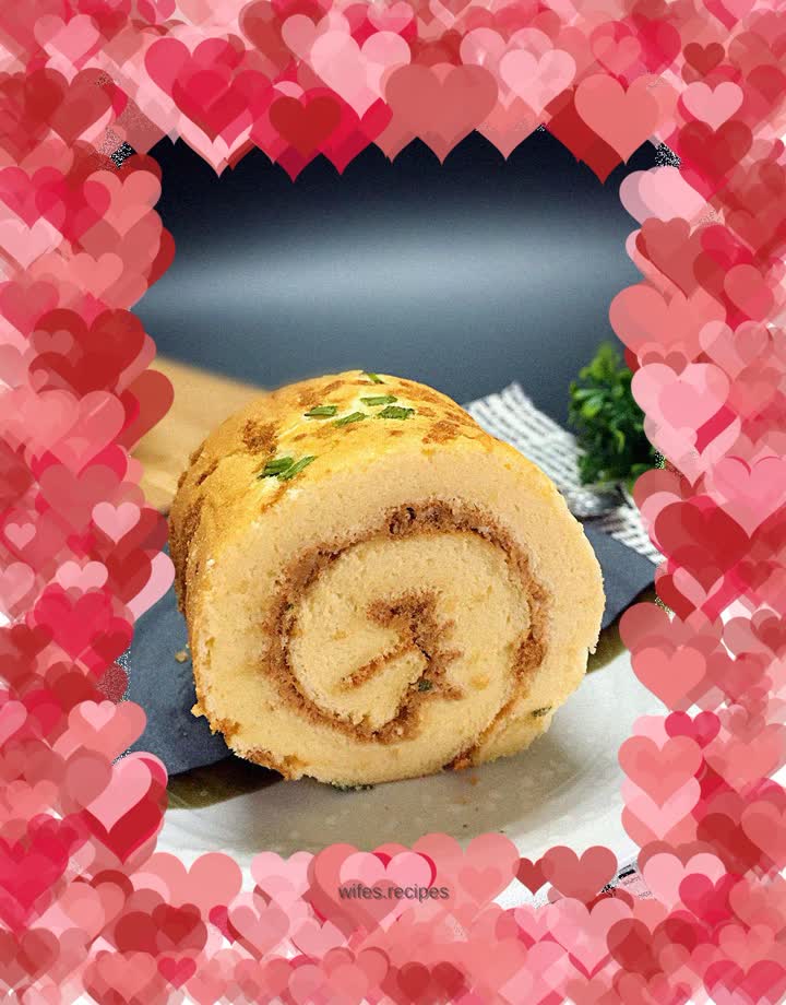 Chive and meat floss cake roll