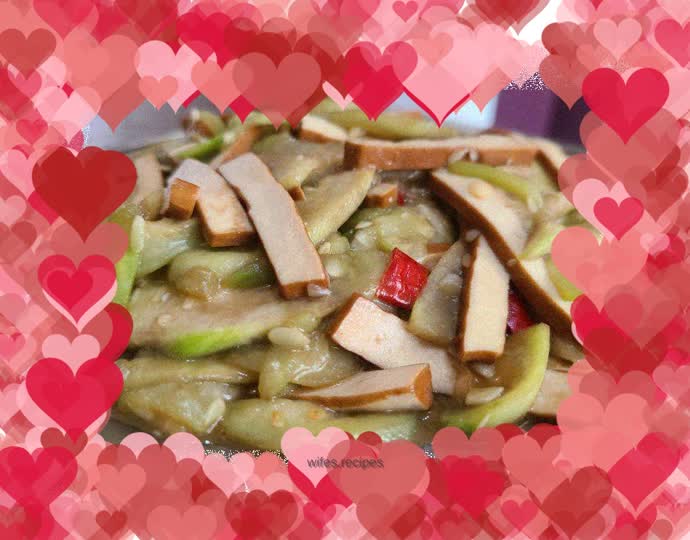 Stir-fried five-spice dried tofu with loofah