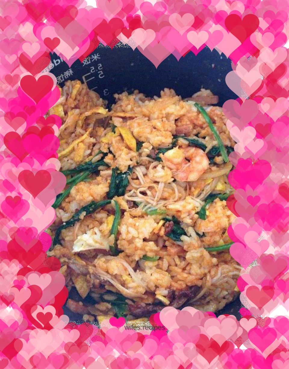 Rice cooker version of bibimbap