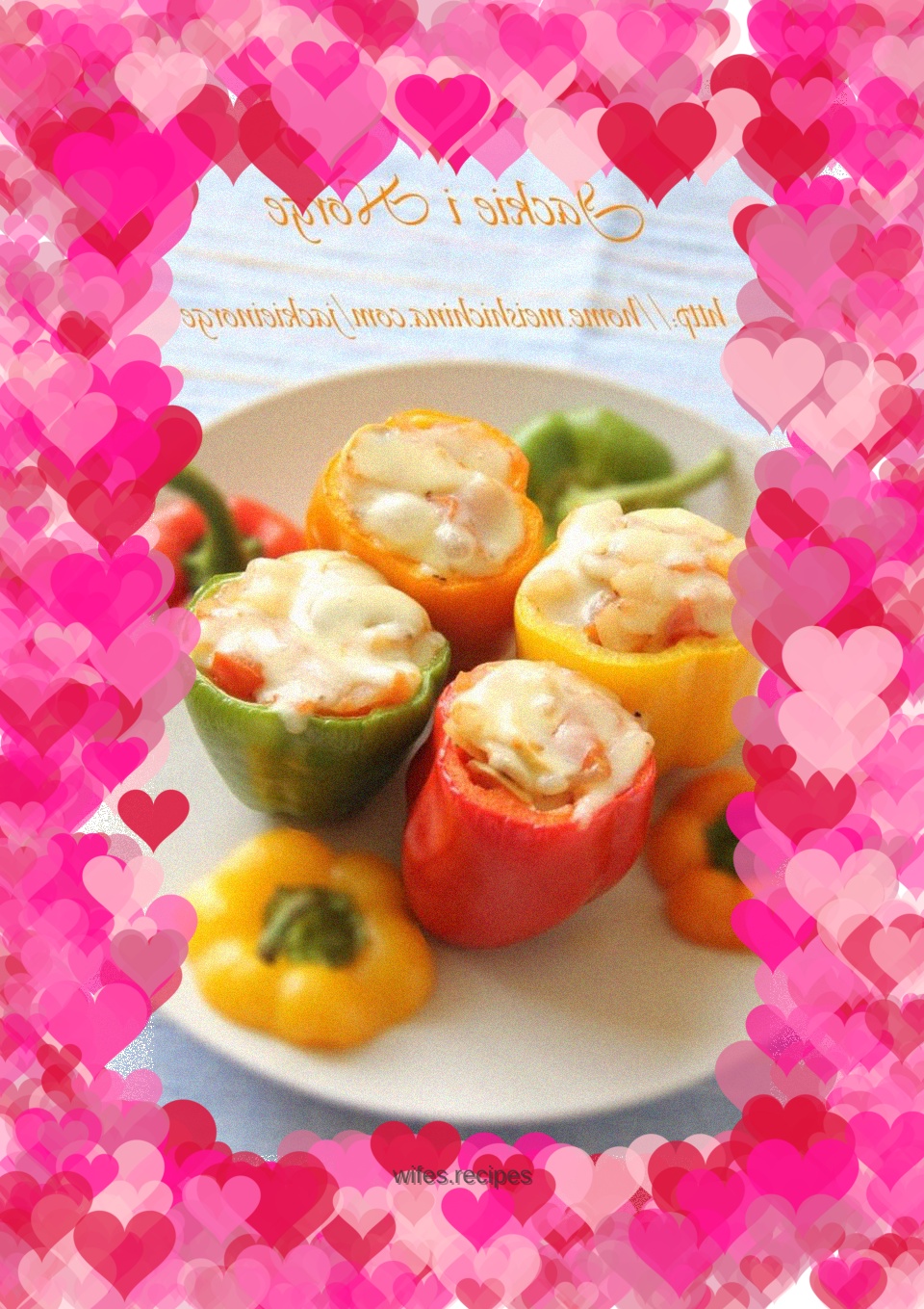 Colorful peppers stuffed with fresh vegetables