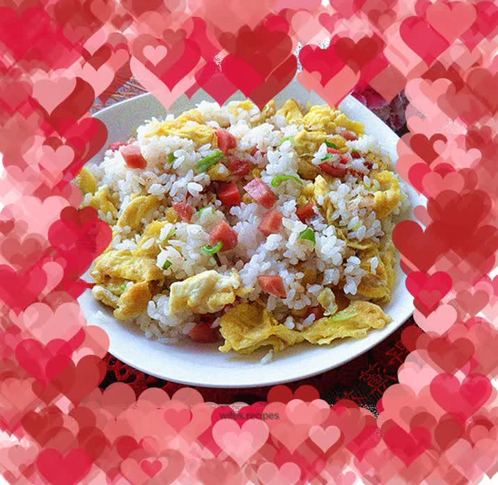 Green onion, ham and egg fried rice