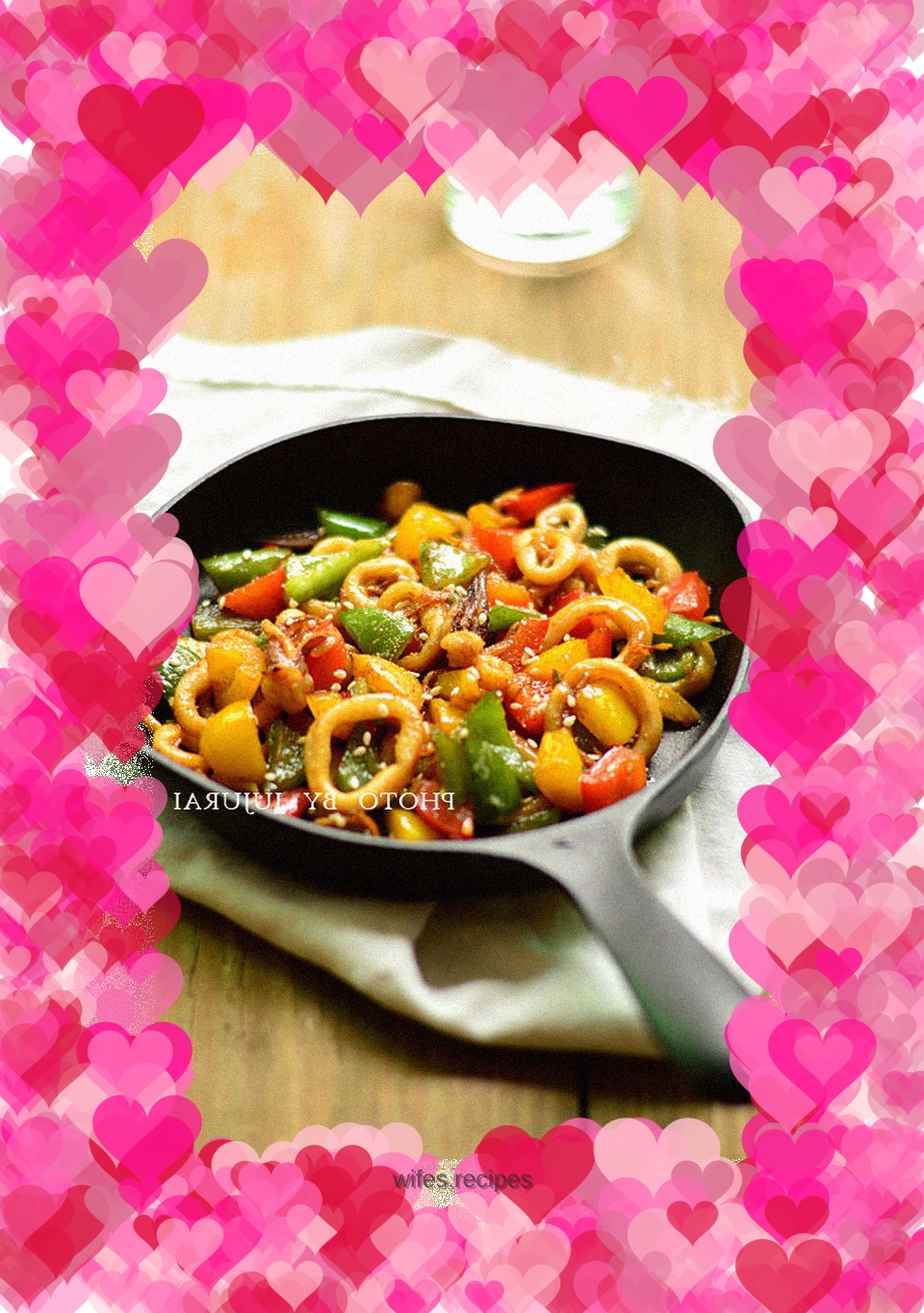 Colorful pepper squid rings