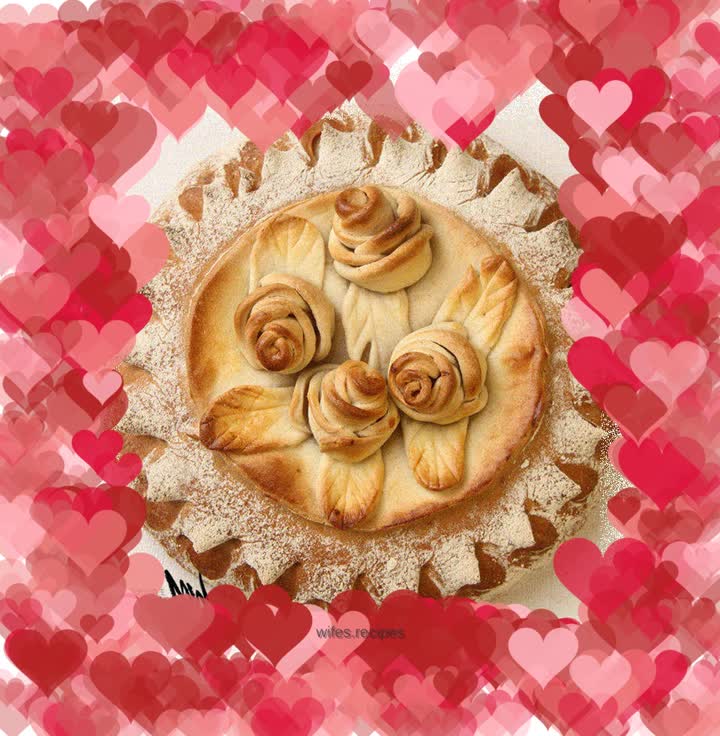 Bread decorated with roses