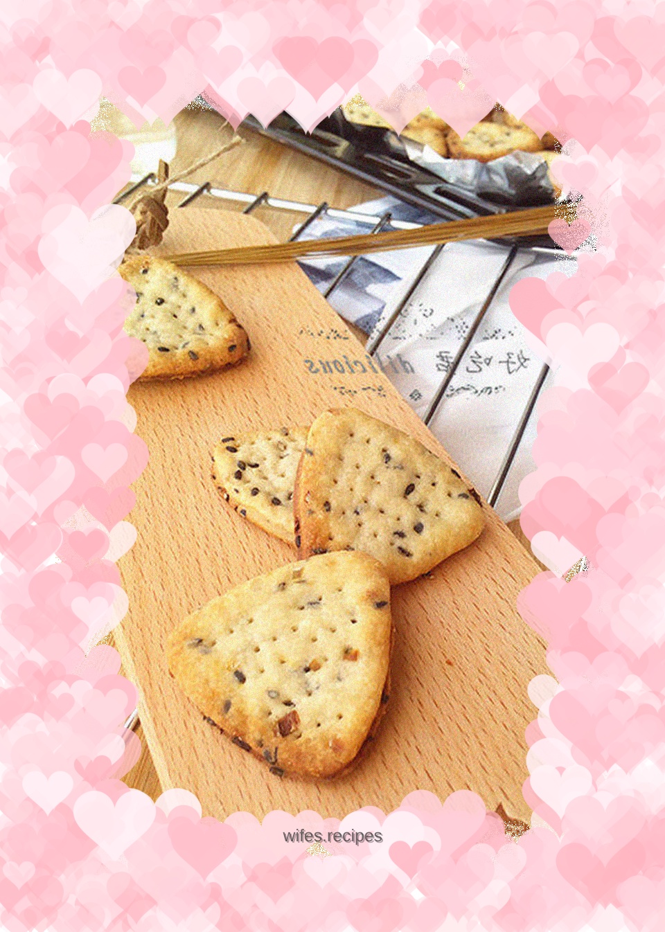 Green onion, sesame and potato biscuits