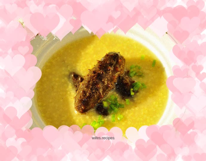 Stewed sea cucumber with millet in soup