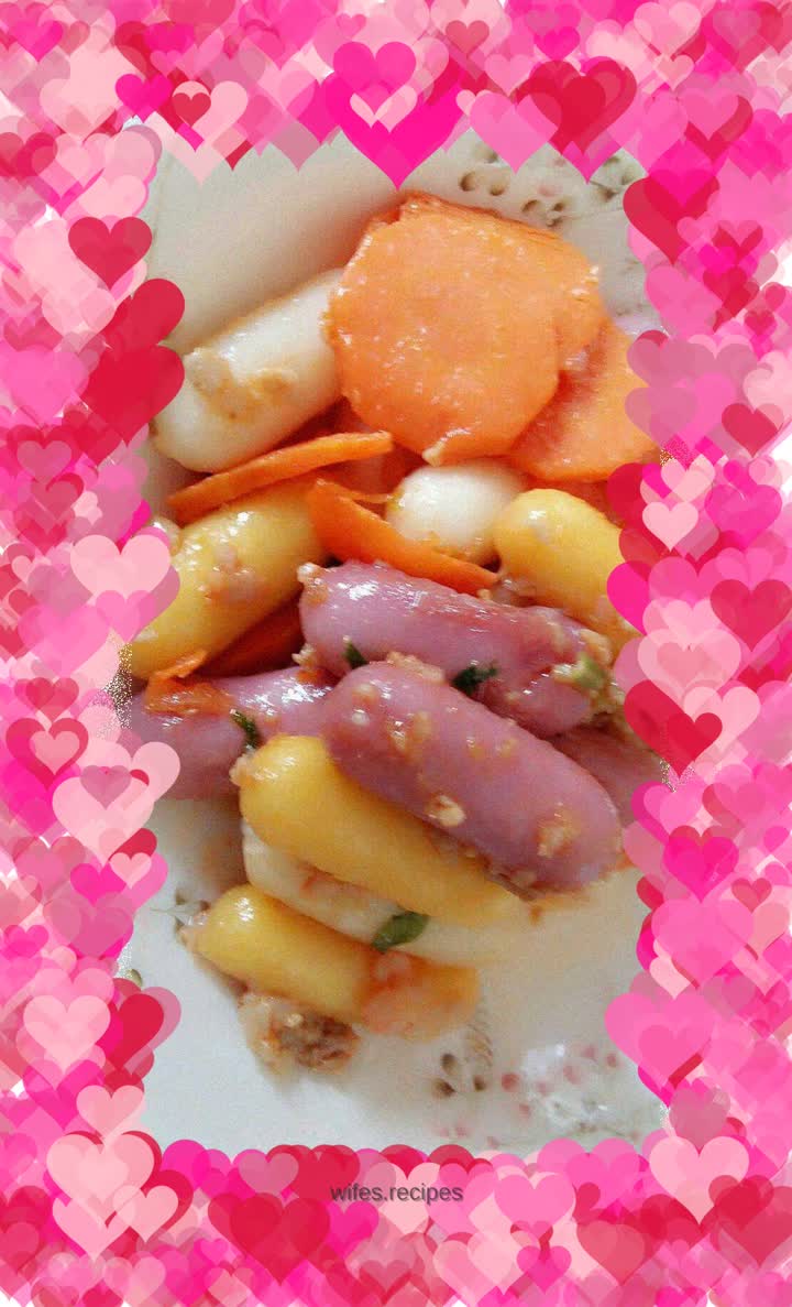 Fried rice cake with meat