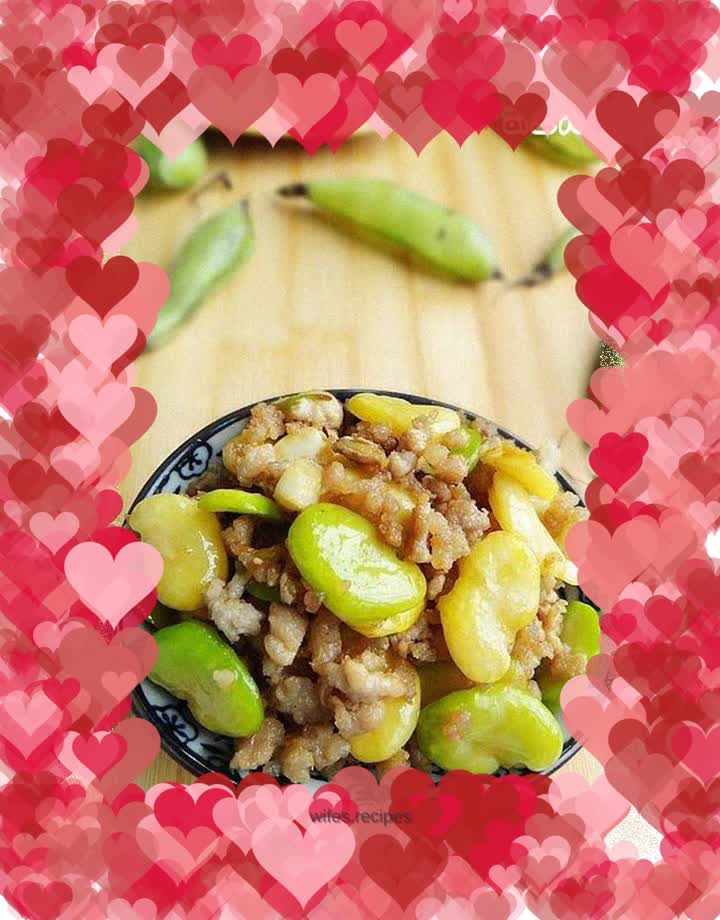 Stir-fried broad beans with minced meat