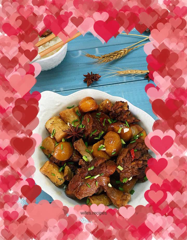 Yam, chestnut and duck cubes