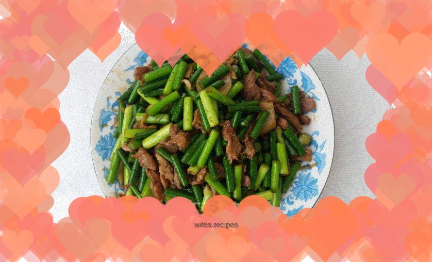 Home-cooked dish: Stir-fried pork slices with garlic moss