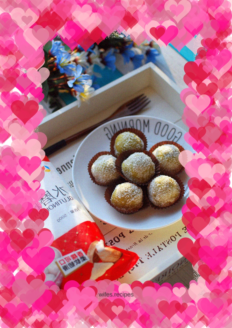 Coconut sweet potato and red bean glutinous rice cakes