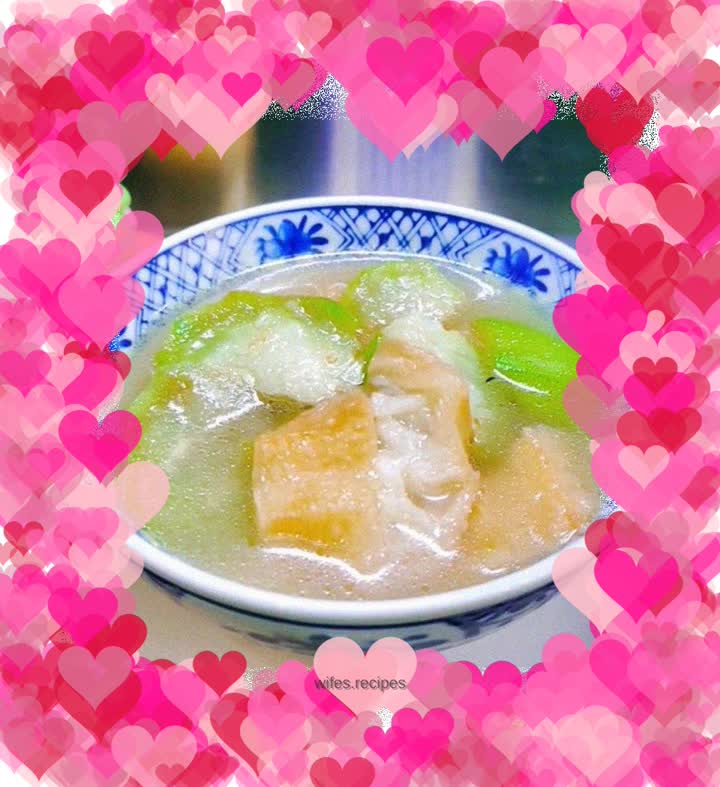 Luffa and fried dough sticks soup