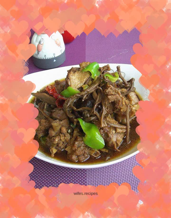 Chicken stewed with mushrooms